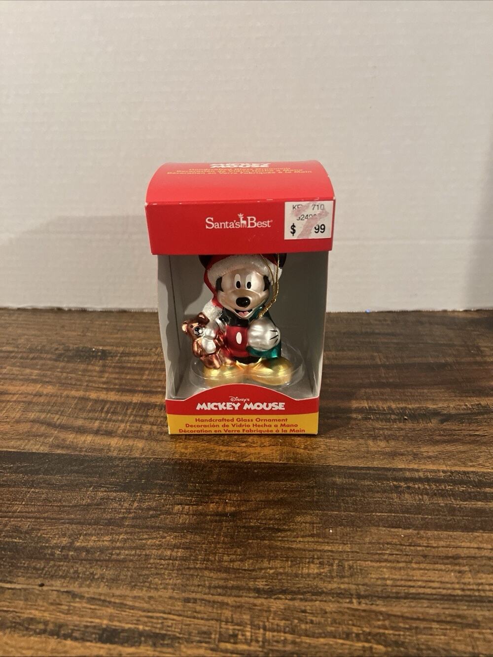 Vintage Disney Ornaments Glass Blown Mickey Mouse Original Box